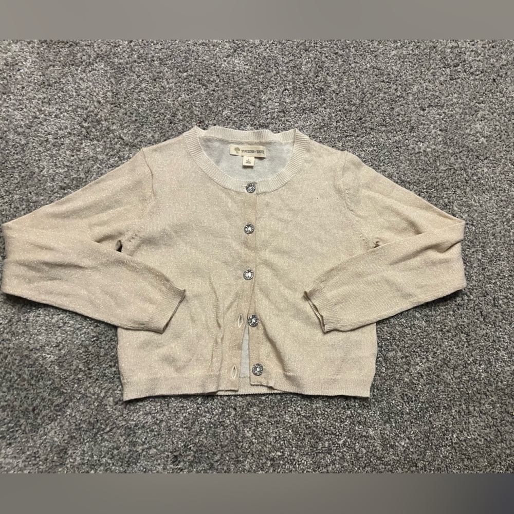 Tucker + Tate Cream Gold sparkle Sweater with Silver gem Buttons NEW size 4 girl